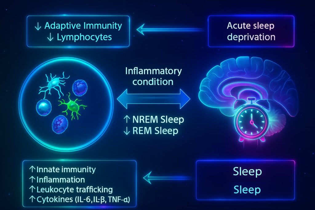 Graphic showing the effect of deep sleep on inflammation control, reducing chronic inflammation and promoting healthy sleep habits with sleep tips for better health and the best time to sleep